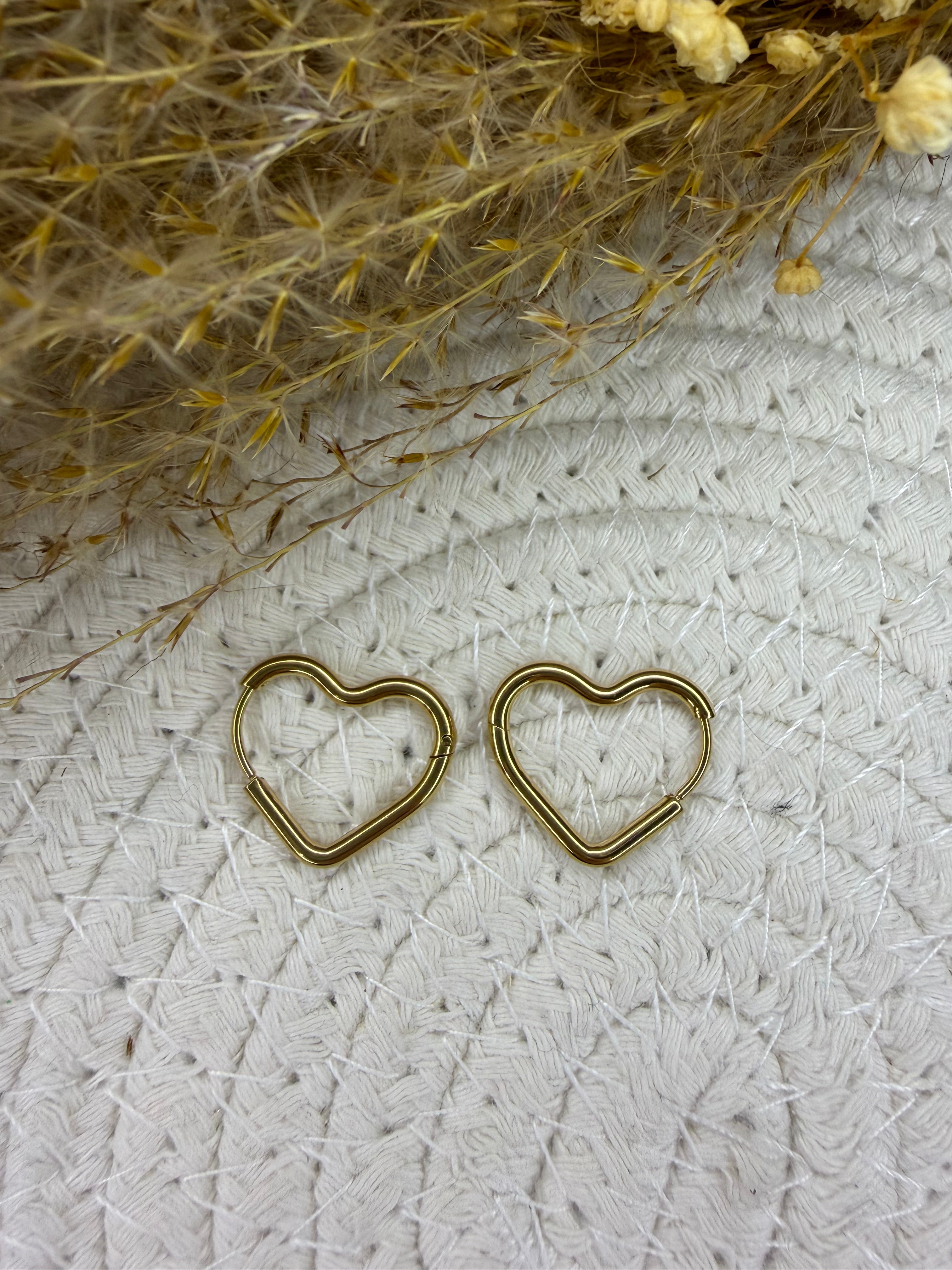Créoles coeur 20mm - fil 2 mm - Acier Inoxydable